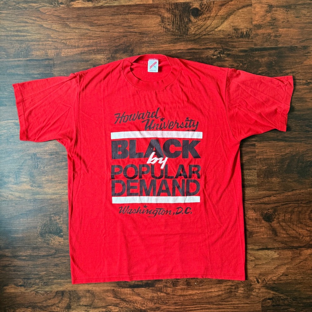 VTG 80s HBCU Howard University Tee Black By Popular Demand Single Stitched L/XL‎